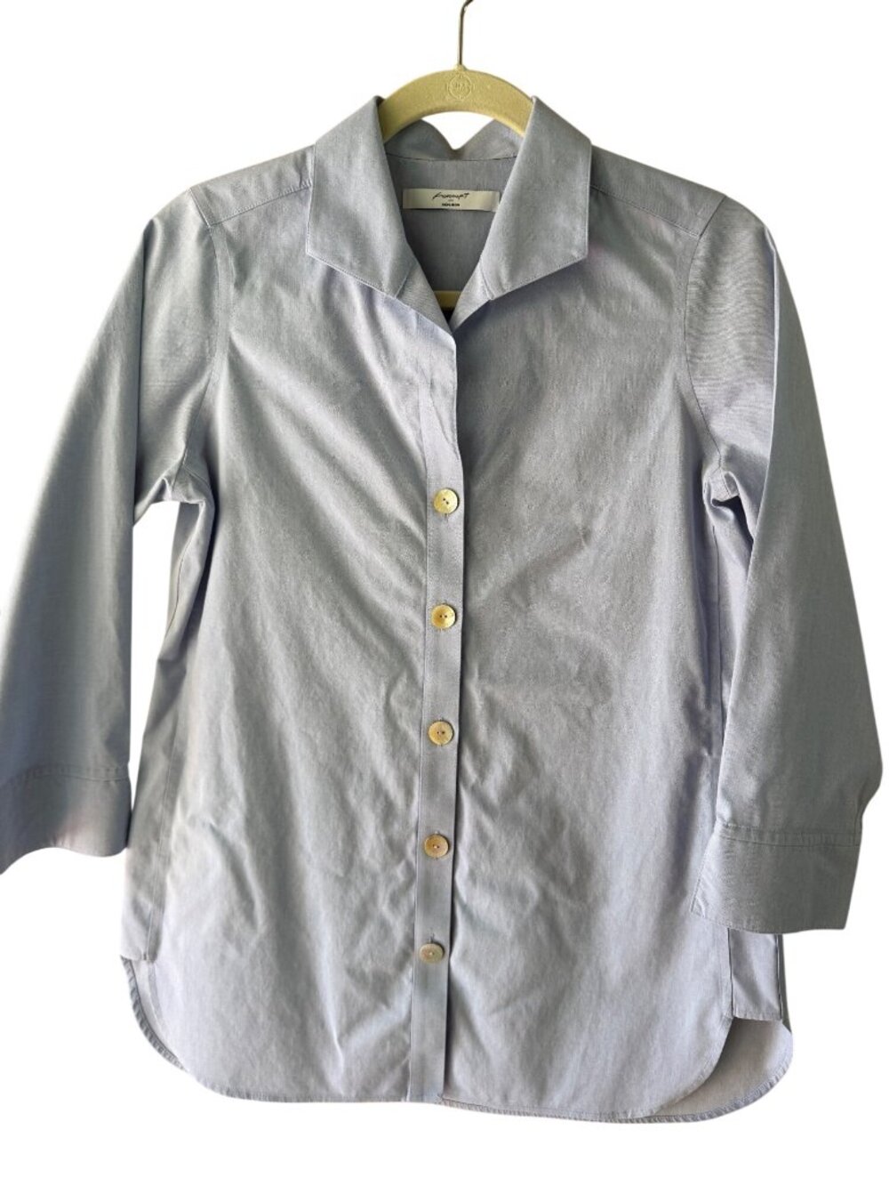 Foxcroft Womens Non-Iron Button-down Woven Shirt Size 2 Blue Cotton Casual